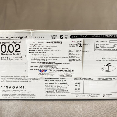 Bao Cao Su Non Latex Sagami Original 0.02 (6s) - Chống Dị Ứng - Nhập Khẩu Chính Hãng 100% - Che Tên Sản Phẩm