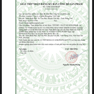 Viên uống Thymo - glucan Kingphar , hộp 30v, tăng cường sức đề kháng