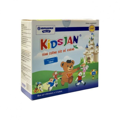 Thực Phẩm BVSK Kidsjan Tăng Cường Sức Đề Kháng - Hỗ Trợ Bổ Sung Acid Amin Và Kẽm (4 vỉ x 5 ống x 10ml)